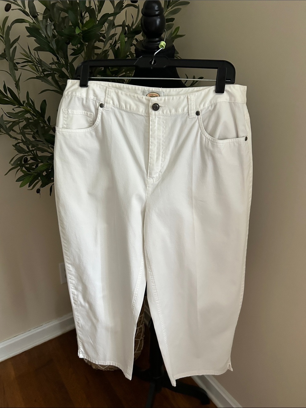 Talbots White Stretch Pants with Logo Waistband